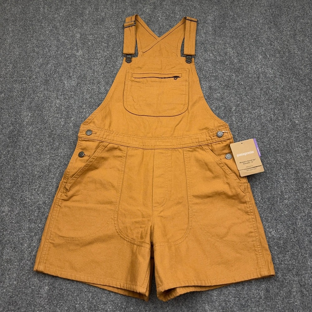 NEW Patagonia Stand Up Overalls 5" Women's Medium Umber Brown Canvas Workwear